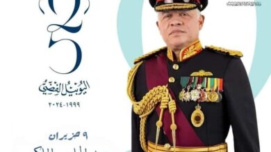 تهنئة بمناسبة عيد الجلوس الملكي و اليوبيل الفضي لجلوس جلالته على العرش