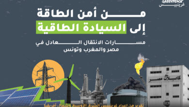 تقرير غرينبيس الجديد: من الهيمنة إلى السيادة... رؤية جديدة لانتقال طاقيٍّ عادل في شمال أفريقيا - غرينبيس الشرق الأوسط وشمال أفريقيا